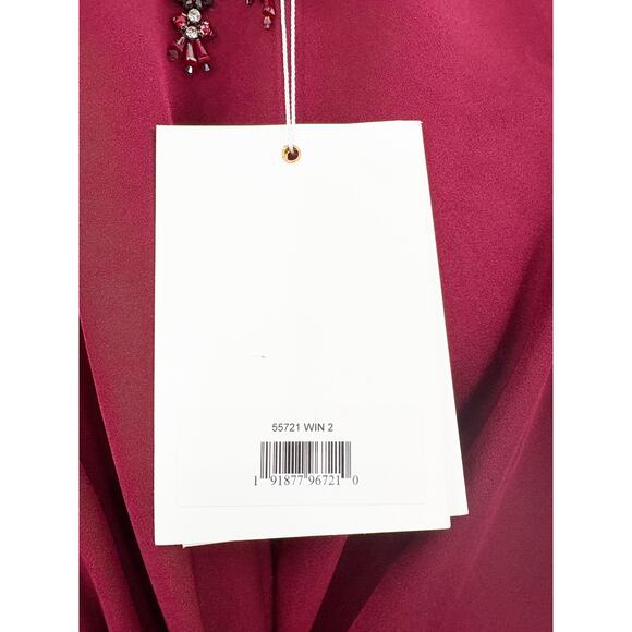 MAC DUGGAL Dress Size 2 Evening Gown Sequin Red Wine NEW Midi Rhinestone Neck - Picture 5 of 7